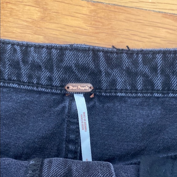 Free People Distressed Black Denim Mini Skirt - Picture 3 of 6